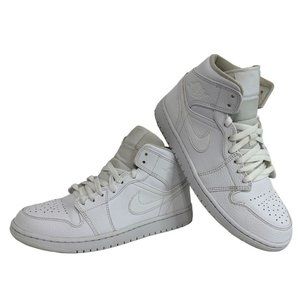 NIKE Air JORDAN 1 Mid Triple White 554724-130 Mens Size 8.5
